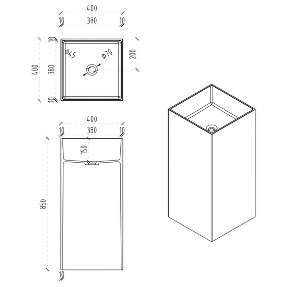 Раковина напольная прозрачная Abber Kristall 40 см AT2707Saphir, синяя - фото 3