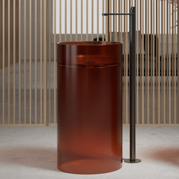 Раковина напольная прозрачная Abber Kristall 45 см AT2708Opal, коричневая - фото 