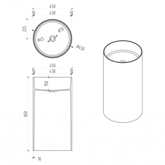 Раковина напольная прозрачная Abber Kristall 45 см AT2708Opal, коричневая - фото 3