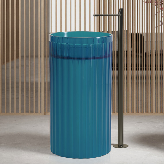 Раковина напольная прозрачная Abber Kristall 45 см AT2709Aquamarin, бирюзовый - фото 