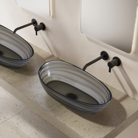 Раковина-чаша прозрачная Abber Kristall 60 см AT2813Onyx, чёрный - фото 2