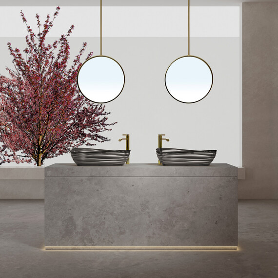 Раковина-чаша прозрачная Abber Kristall 60 см AT2813Onyx, чёрный - фото 3