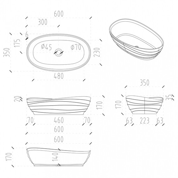 Раковина-чаша прозрачная Abber Kristall 60 см AT2813Onyx, чёрный - фото 4