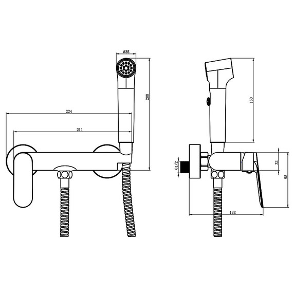 Набор для гигиенического душа Azario Alanti AZ-K2532B, чёрный матовый - фото 5
