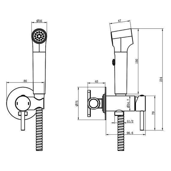 Гигиенический душ Azario Nyons AZ-KFX02MG (со скрытой частью) золото матовое - фото 3
