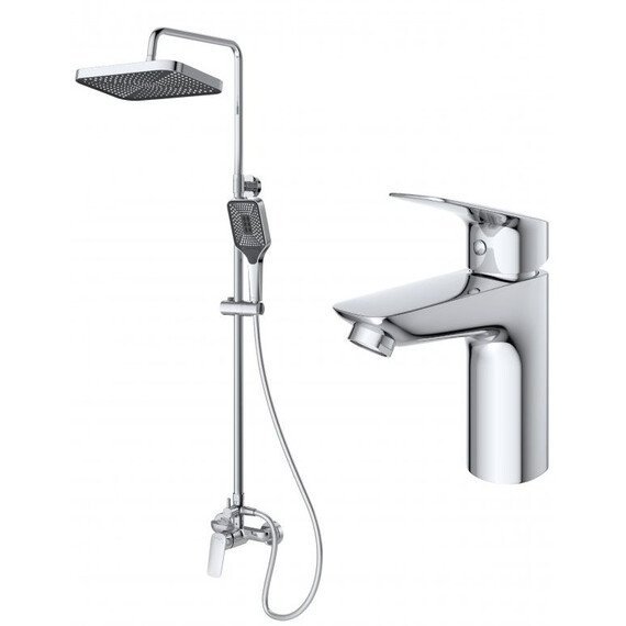 Душевой комплект Belbagno: Душевая стойка + смеситель для раковины DUE-DOCMLVM-CRM - фото 2