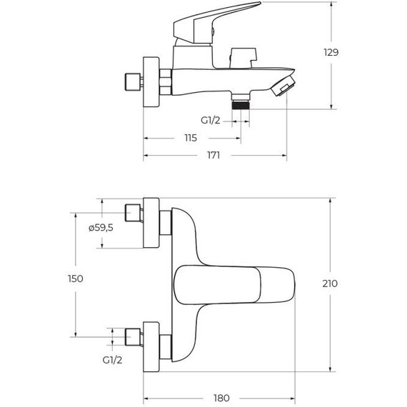 Смеситель для ванны BelBagno DUE-VASM-GM, оружейная сталь - фото 6