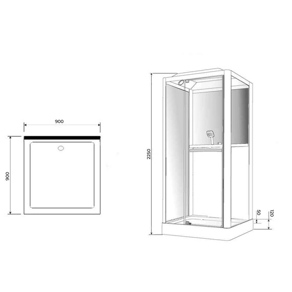 Гидробокс Grossman Alba 90x90 см GR221L (безсиликоновая сборка) чёрный/прозрачное - фото 10