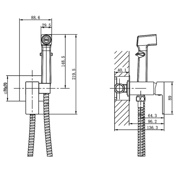 Гигиенический душ Azario Graves AZ-KFX03B (со скрытой частью) чёрный матовый - фото 3
