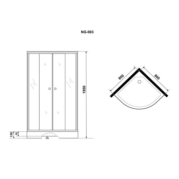 Душевое ограждение Niagara Eco 80x80 см NG-003-14MT, чёрный/матовое - фото 5