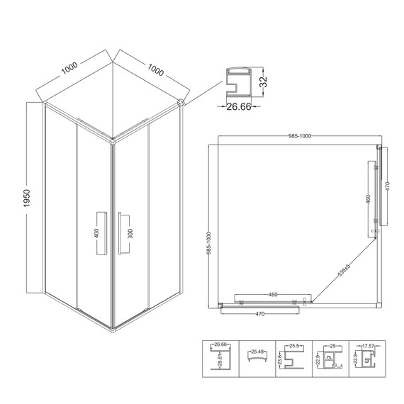Душевое ограждение Niagara Nova 100x100 см NG-6824-34BLACK, чёрный/прозрачное - фото 13