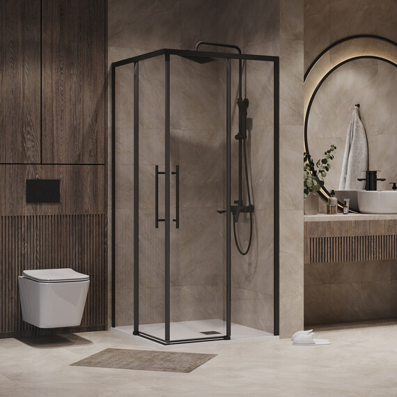 Душевое ограждение Niagara Nova 80x80 см NG-6828-34BLACK, чёрный/прозрачное - фото 2
