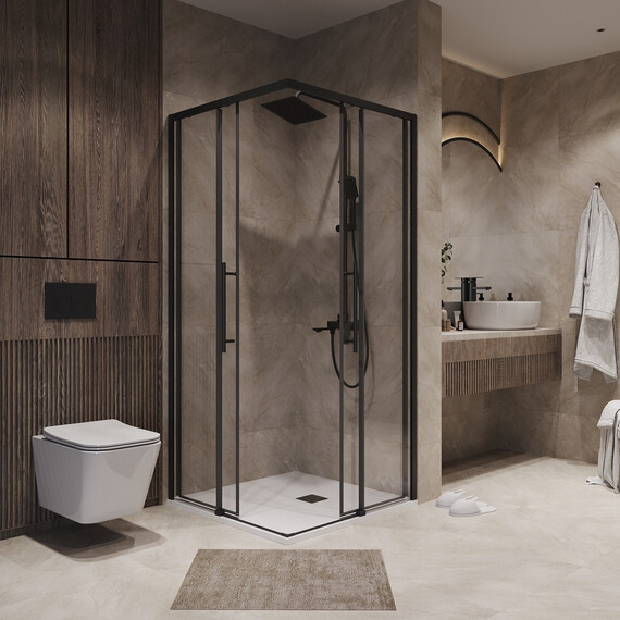Душевое ограждение Niagara Nova 90x90 см NG-6829-34BLACK, чёрный/прозрачное - фото 3