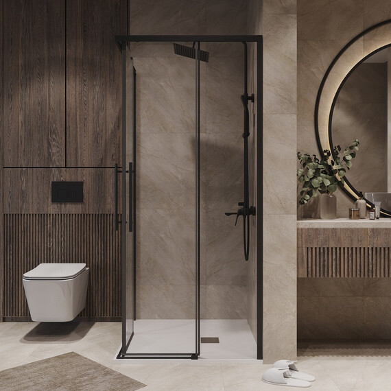 Душевое ограждение Niagara Nova 90x90 см NG-6829-34BLACK, чёрный/прозрачное - фото 4