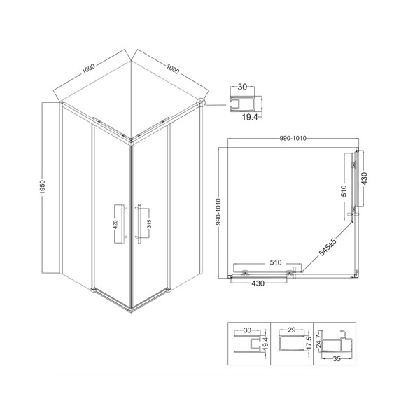 Душевое ограждение Niagara Nova 100x100 см NG-6830-34BLACK, чёрный/прозрачное - фото 13