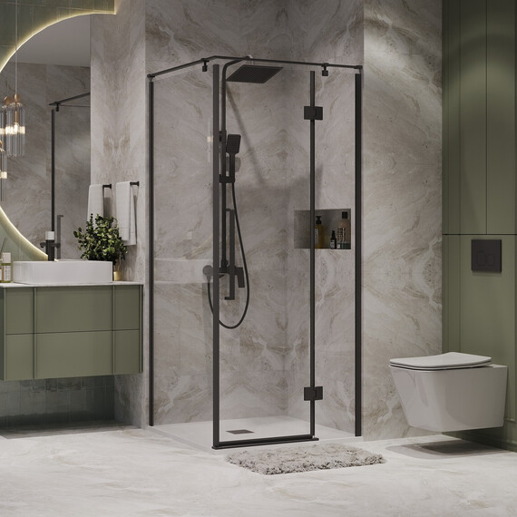 Душевое ограждение Niagara Nova 90x90 см NG-6831-34BLACK, чёрный/прозрачное - фото 2