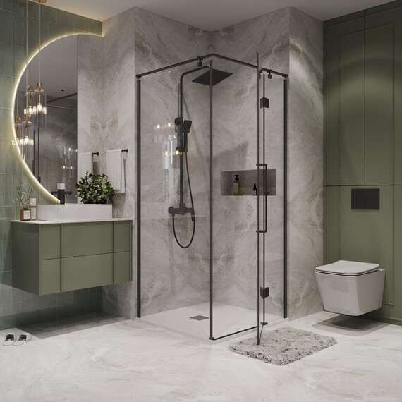 Душевое ограждение Niagara Nova 90x90 см NG-6831-34BLACK, чёрный/прозрачное - фото 3