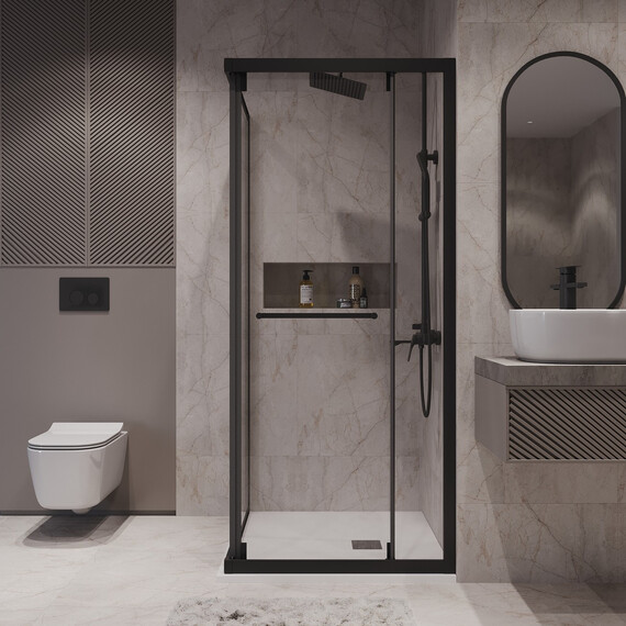 Душевое ограждение Niagara Nova 100x100 см NG-6835-34BLACK, чёрный/прозрачное - фото 4