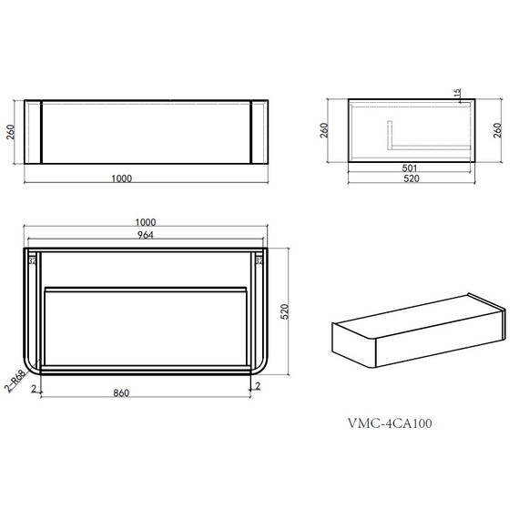 Тумба подвесная с раковиной Vincea Caprice 100 см VMC-4CA100MG, серый матовый - фото 12
