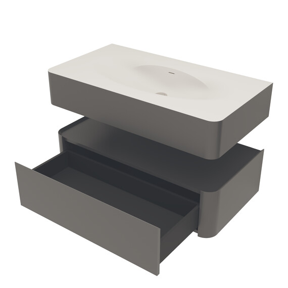 Тумба подвесная с раковиной Vincea Caprice 100 см VMC-4CA100MG, серый матовый - фото 3