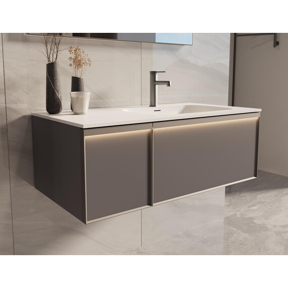 Тумба подвесная с раковиной Vincea Elise 100 см VMC-4EL100MG-R, серый матовый - фото 5