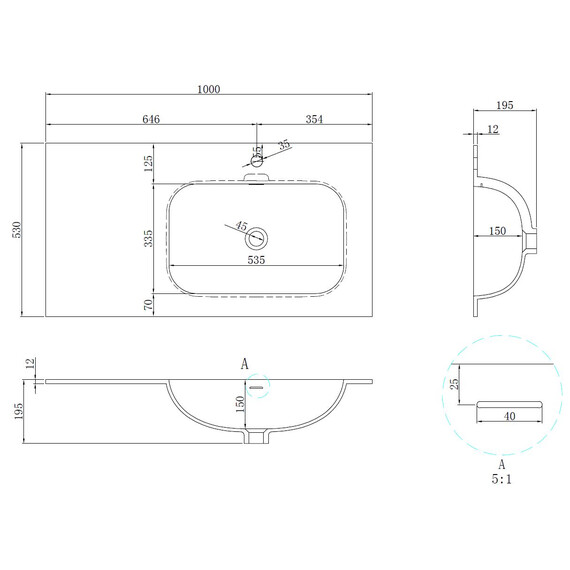 Тумба подвесная с раковиной Vincea Elise 100 см VMC-4EL100MG-R, серый матовый - фото 10