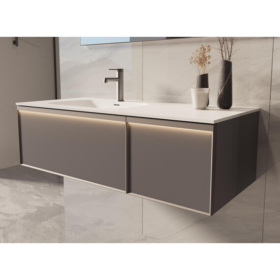 Тумба подвесная с раковиной Vincea Elise 120 см VMC-4EL120MG-L, серый матовый - фото 4