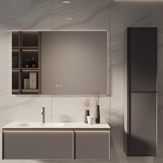 Тумба подвесная с раковиной Vincea Elise 120 см VMC-4EL120MG-L, серый матовый - фото 5