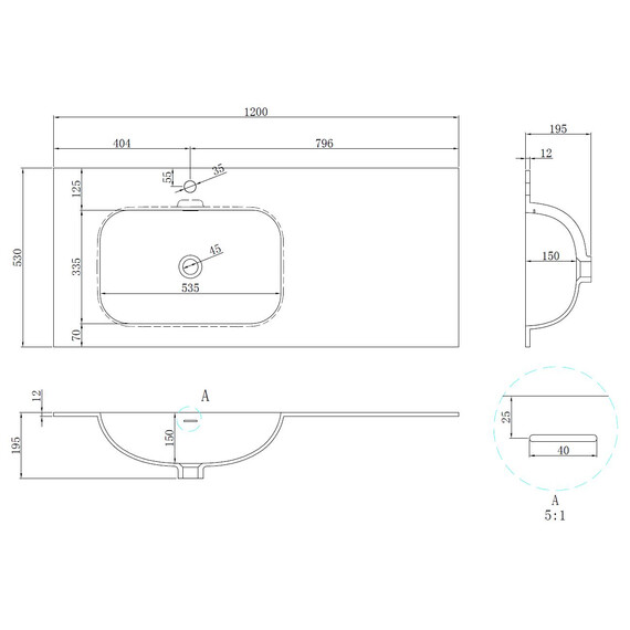 Тумба подвесная с раковиной Vincea Elise 120 см VMC-4EL120MG-L, серый матовый - фото 9