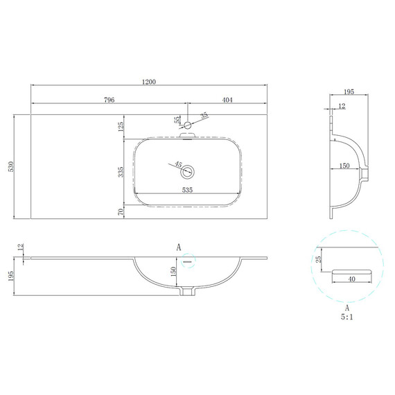 Тумба подвесная с раковиной Vincea Elise 120 см VMC-4EL120MG-R, серый матовый - фото 9