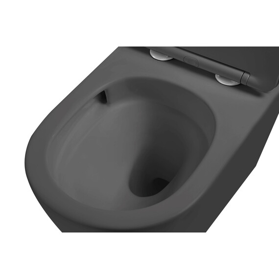 Унитаз подвесной безободковый Vincea Globo VT1-14STMA с ультратонкой крышкой микролифт (Система смыва торнадо) антрацит матовый - фото 3