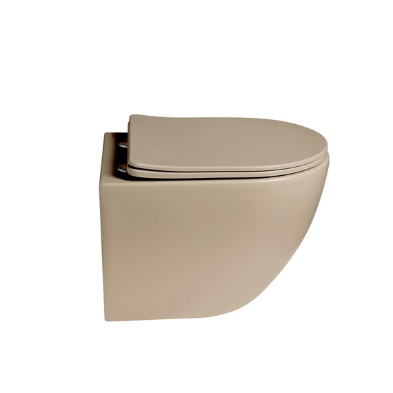 Унитаз подвесной безободковый Vincea Globo VT1-14STMC с ультратонкой крышкой микролифт (Система смыва торнадо) капучино матовый - фото 2