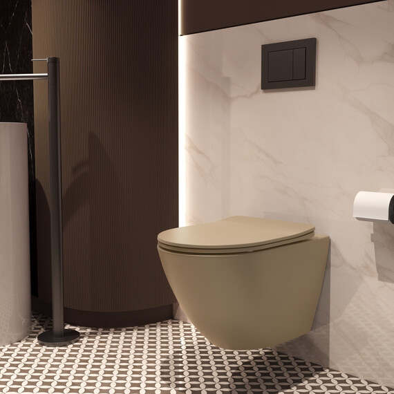 Унитаз подвесной безободковый Vincea Globo VT1-14STMC с ультратонкой крышкой микролифт (Система смыва торнадо) капучино матовый - фото 4