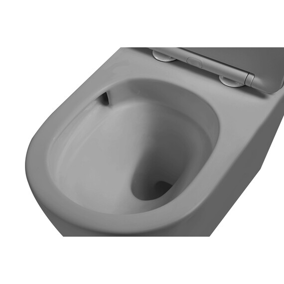 Унитаз подвесной безободковый Vincea Globo VT1-14STMG с ультратонкой крышкой микролифт (Система смыва торнадо) серый матовый - фото 3