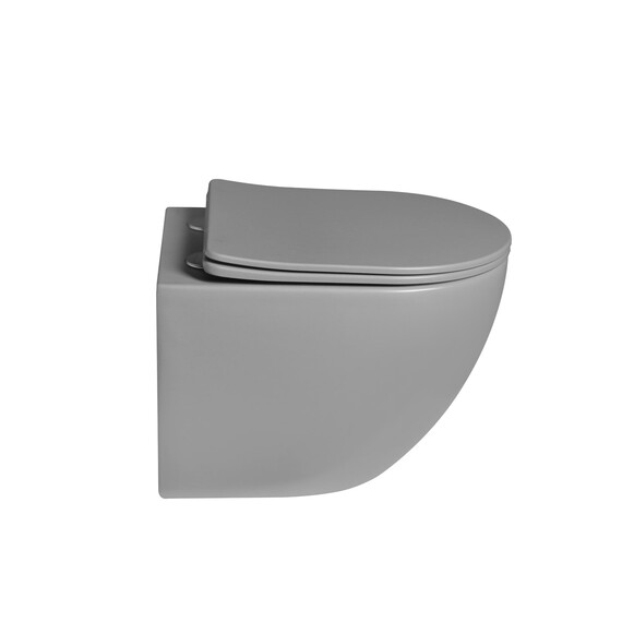 Унитаз подвесной безободковый Vincea Globo VT1-14STMG с ультратонкой крышкой микролифт (Система смыва торнадо) серый матовый - фото 2