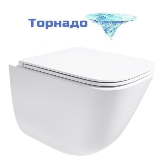 Унитаз подвесной безободковый Vincea Demi VT1-55T с ультратонкой крышкой микролифт (Система смыва торнадо) - фото 