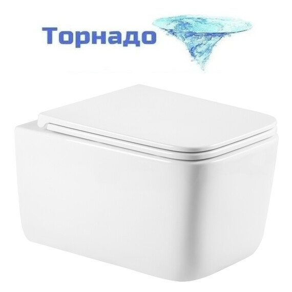 Унитаз подвесной безободковый Vincea Capri VT1-63T с ультратонкой крышкой микролифт (Система смыва торнадо) - фото 