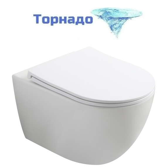 Унитаз подвесной безободковый Vincea Globo VT1-74T с ультратонкой крышкой микролифт (Система смыва торнадо) - фото 