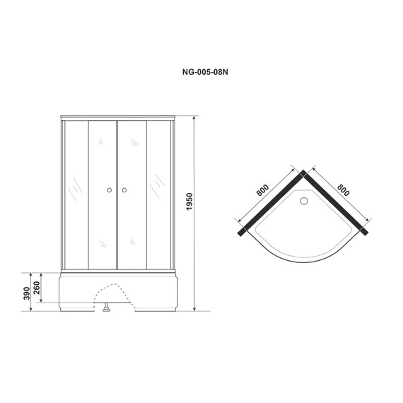 Душевое ограждение Niagara Eco 80x80 см _0051422, хром/матовое - фото 4