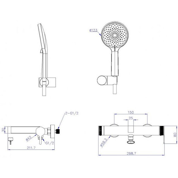 Смеситель для ванны BelBagno DEL2.0-VASM-IN, сатин - фото 2