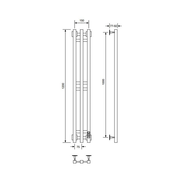 Полотенцесушитель электрический Veconi Еро-B П6 150x1200 мм E12015GR-B, графит брашинг - фото 2