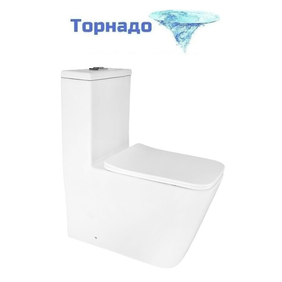 Унитаз-моноблок безободковый Azario Avanti AZ-6203 с быстросъемным сиденьем микролифт (система смыва торнадо) - фото 