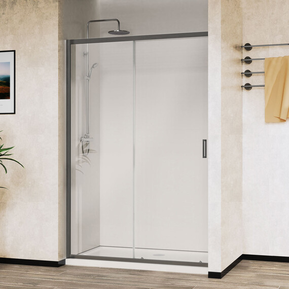 Душевая дверь Vincea City 140 см VDS-5CT140CLGM, вороненая сталь/прозрачное - фото 3