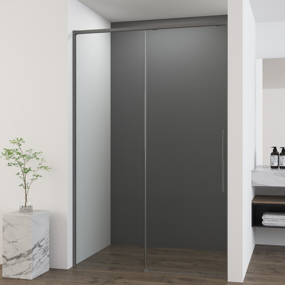 Душевая дверь Vincea Ultima 100 см VDS-7UL100CLGM (стекло 8 м) вороненая сталь/прозрачное - фото 