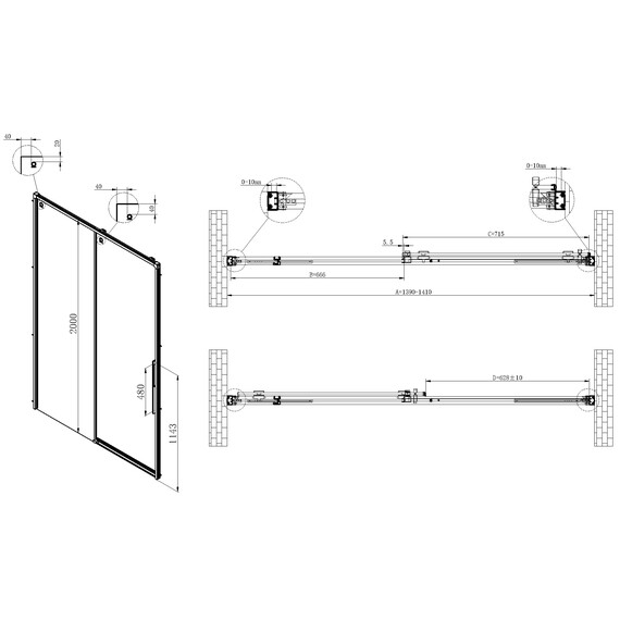 Душевая дверь Vincea Ultima 140 см VDS-7UL140CL (стекло 8 м) хром/прозрачное - фото 6