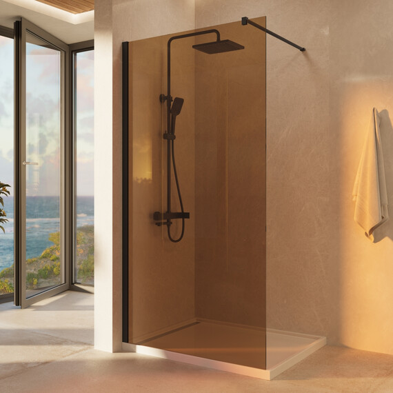 Душевая перегородка Vincea Walk-In 100 см VSW-1H100GSB (стекло 8 мм) чёрный/янтарь - фото 
