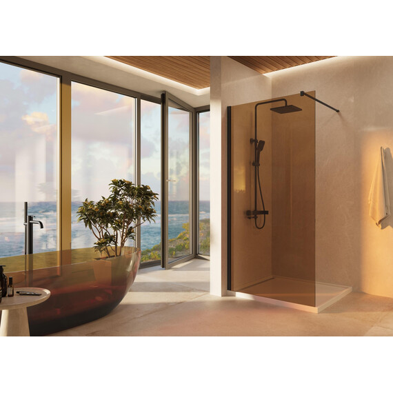 Душевая перегородка Vincea Walk-In 100 см VSW-1H100GSB (стекло 8 мм) чёрный/янтарь - фото 2