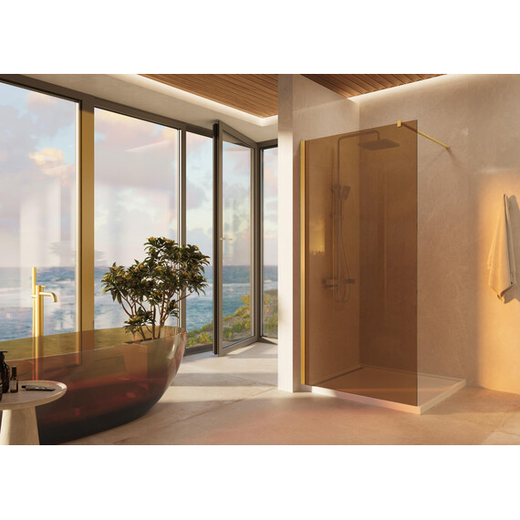 Душевая перегородка Vincea Walk-In 100 см VSW-1H100GSG (стекло 8 мм) золото/янтарь - фото 2