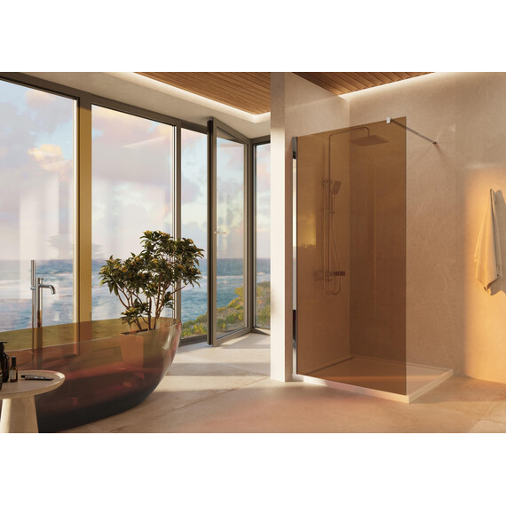 Душевая перегородка Vincea Walk-In 90 см VSW-1H900GS (стекло 8 мм) хром/янтарь - фото 2