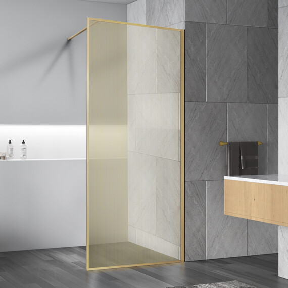 Душевая перегородка Vincea Walk-In 100 см VSW-1HP100GWBG (стекло 8 мм) золото/ламинированное с золотыми нитями - фото 3